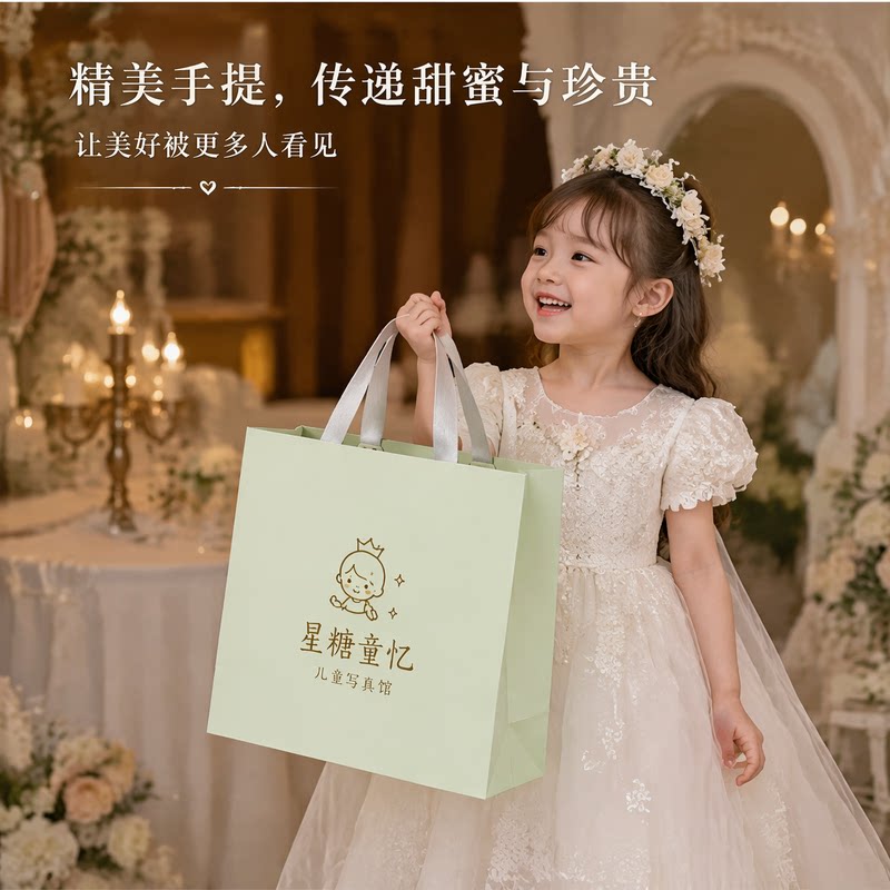 儿童写真店伴手礼手提袋相册定制包装袋耐用手拎袋打包袋伴手礼袋