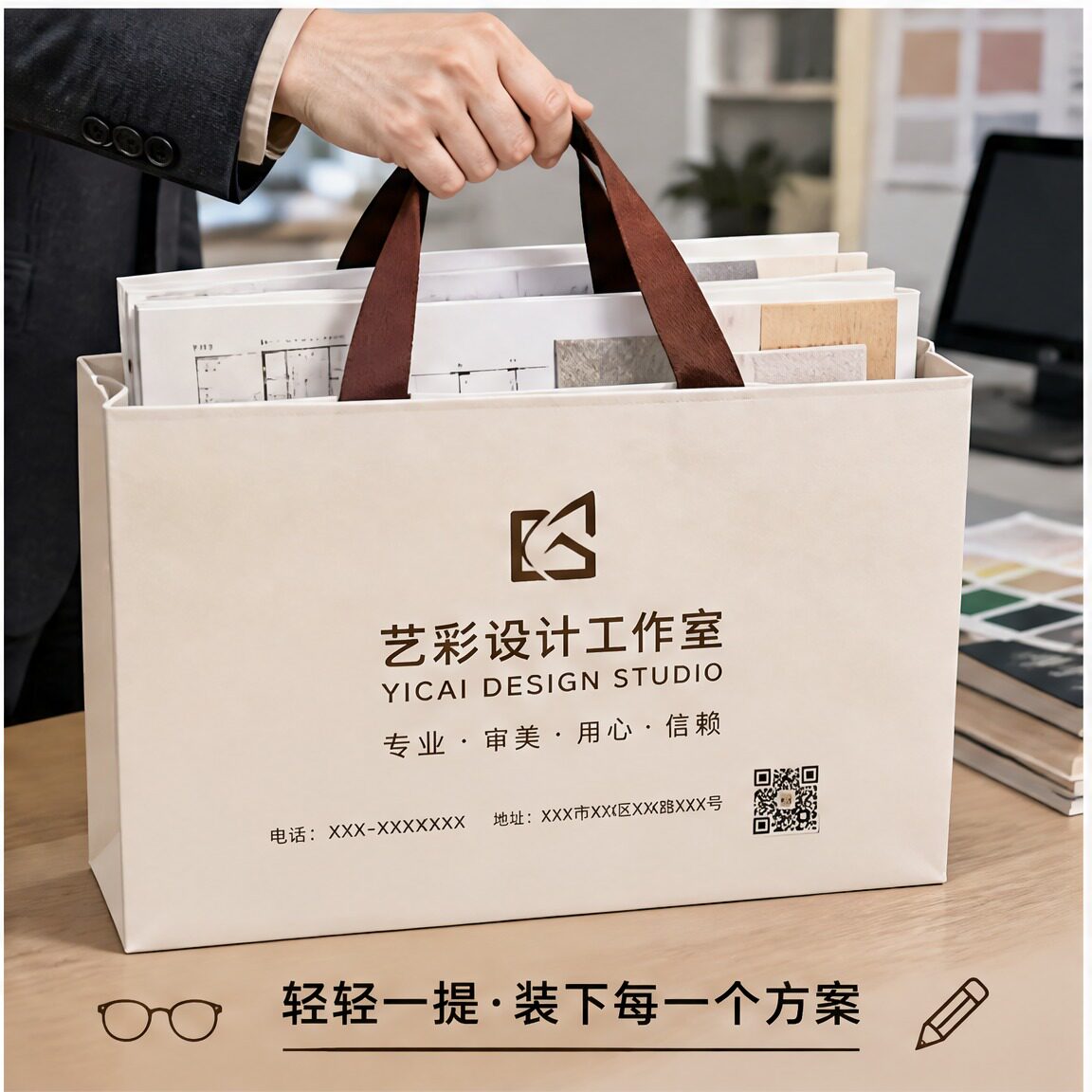 艺考培训机构纸袋手提袋教材定制包装袋高级简约手拎袋打包宣传袋