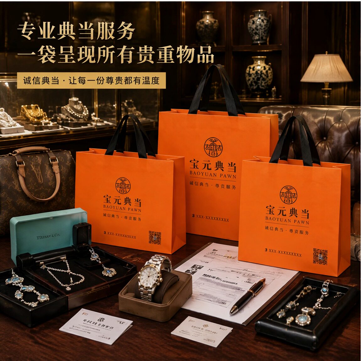 典当行大容量纸袋手提袋定制高档包装袋携带手拎袋礼盒袋伴手礼袋