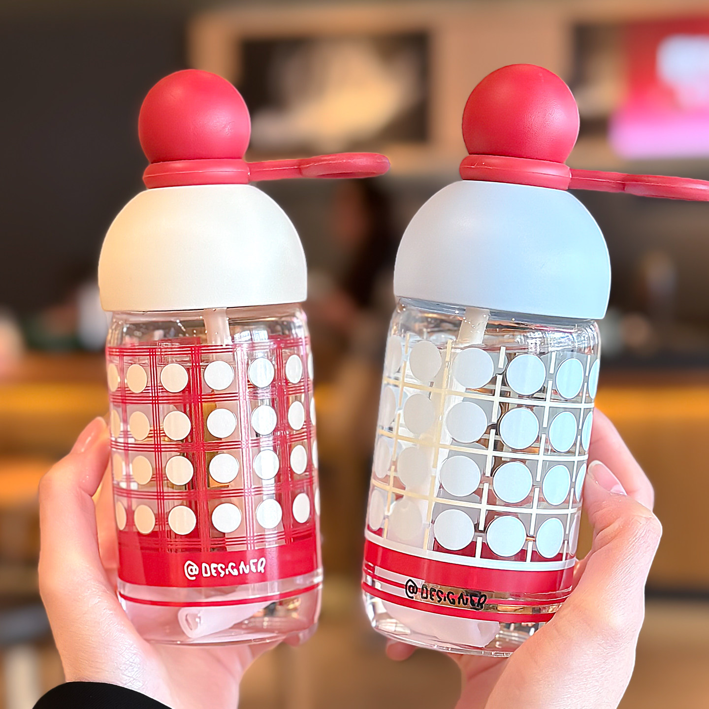 高颜值水杯女耐高温玻璃杯ins风户外手提便携学生上学专用杯子,餐饮具,玻璃杯,淘宝优惠券,粉丝福利购,淘宝优惠卷