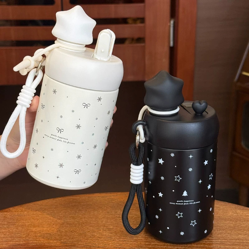 星星保温杯女生办公室泡茶杯带茶漏高颜值吸管杯便携随行咖啡杯子