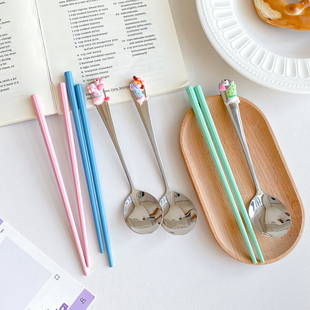 可爱高颜值筷子勺子套装上班族带饭学生便携旅行外出餐具二件套