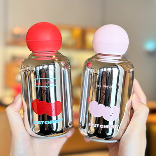 电镀镜面迷你玻璃杯可爱小巧便携水杯耐高温红苹果女学生随手杯子