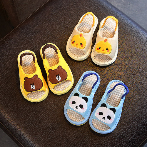 男女儿童卡通宝宝亚麻拖鞋千层布