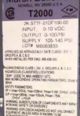 BELLOFRAM T2000电气转换器2K-STTF-42DF030-00