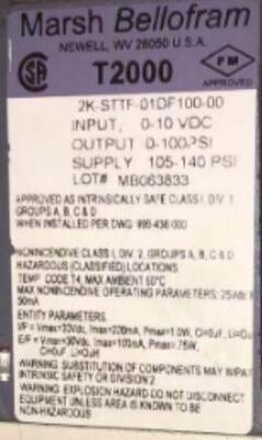 BELLOFRAM T2000电气转换器2K-STTF-42DF030-00