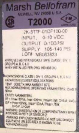 BELLOFRAM T2000电气转换器2K-STTF-42DF030-00
