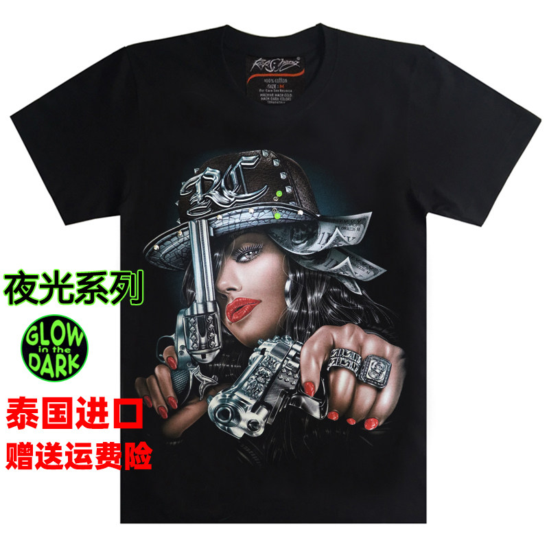 夜光新款泰国进口美女短袖t恤