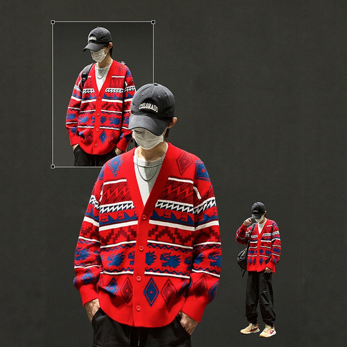 李宁2025冬季新款男子舒适编织衫红色新年日进斗金运动休闲针织衫