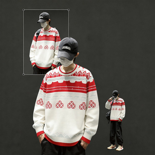 李宁2025冬季新款男子时尚百搭中国文化系列故宫联名套头编织衫