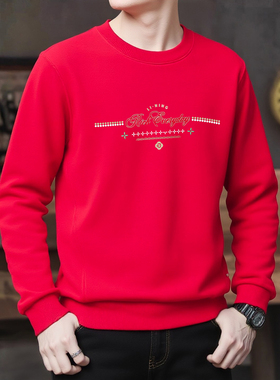 李宁2026马年新年日进斗金系列红色圆领宽松舒适运动卫衣AWDW106