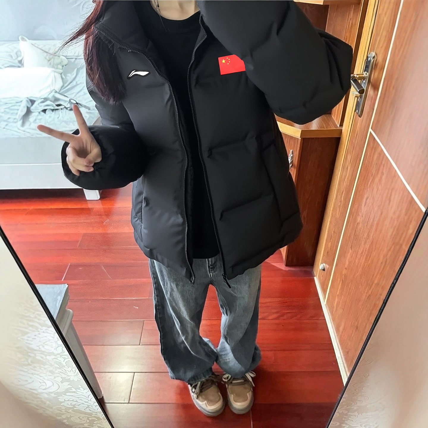 李宁荣耀系列短款羽绒服时尚女子2025冬季新款90%鸭绒运动外套