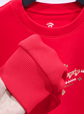 李宁2026马年新年红色运动日进斗金系列舒适宽松圆领卫衣AWDW106