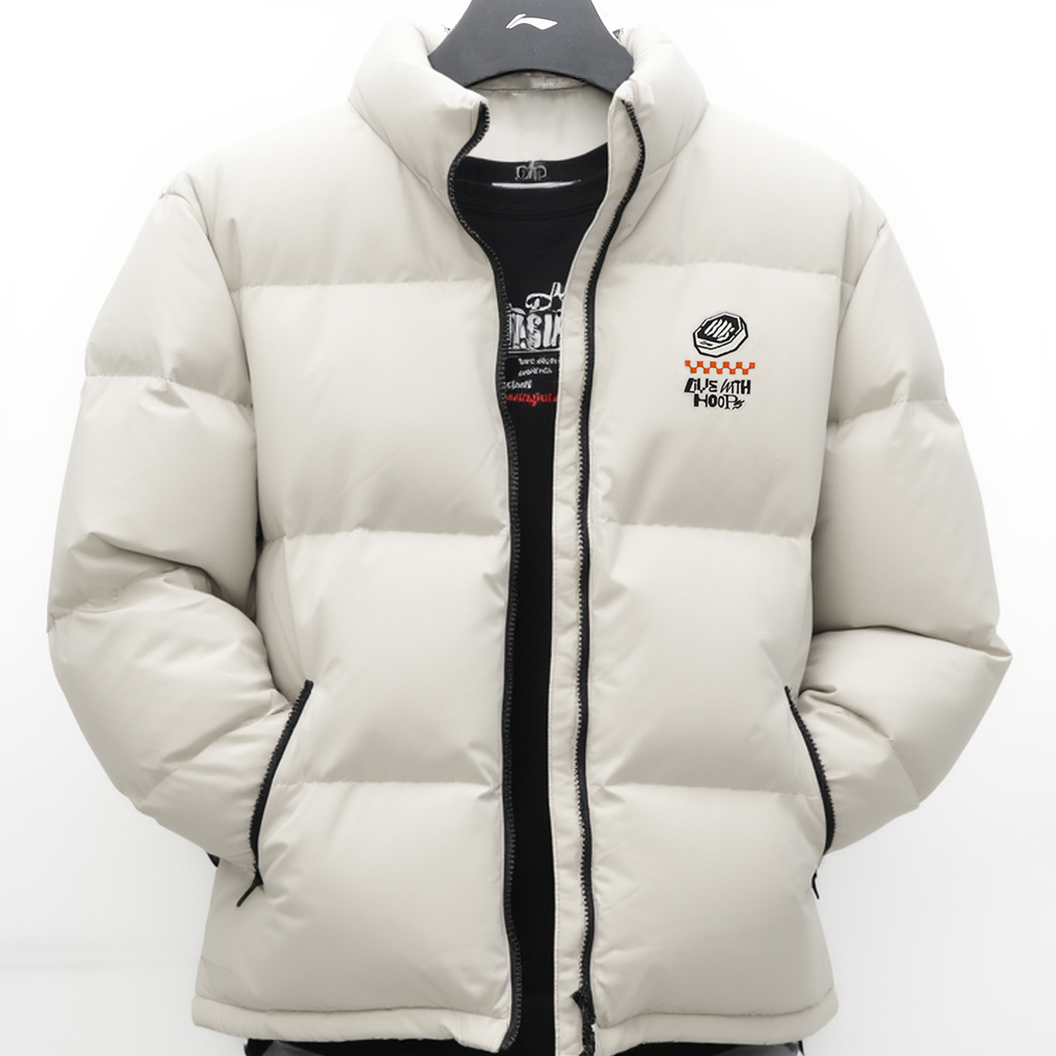 李宁系列2025冬季新款男反伍BADFIVE防泼水保暖宽松鸭绒短羽绒服