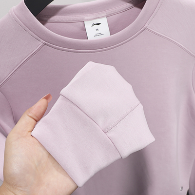 李宁lining卫衣2025新款秋季外套开衫女款圆领长袖薄款美式无帽