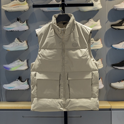 李宁正品2025新款冬季男款运动保暖立领舒适防水休闲运动羽绒马甲