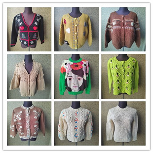 B418孤品vintage苍井优森女日系少女尖货重工童趣立体刺绣毛衣