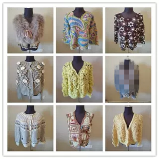 A18vintage古着毛衣女开衫外套复古宽松慵懒风童趣卡通针织衫女款