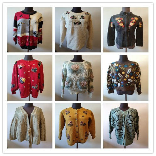 B408vintage古着孤品毛衣外套女秋冬款复古宽松慵懒风针织衫上衣,女装/女士精品,毛衣,淘宝优惠券,粉丝福利购,淘宝优惠卷