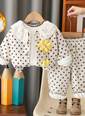 品牌三折特价撤柜0-5岁女童田园花园幼儿加厚保暖三件套 XT255205