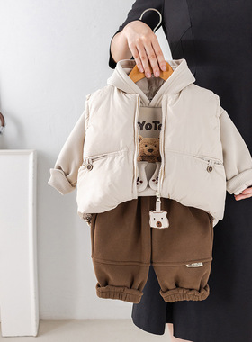 品牌三折特价撤柜秋冬新款男童休闲加厚马甲保暖三件套超MT255205