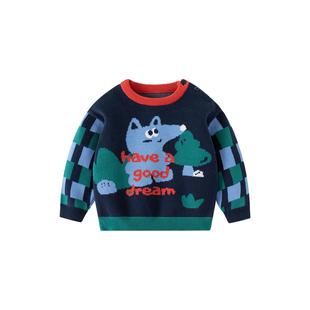 2折清仓特价 森林探险提花针织纯棉A类毛衣秋冬BD871 撤柜童装