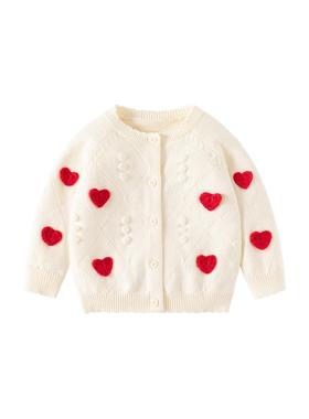2折清仓特价撤柜童装小爱心绣花针织女童开衫毛衣A类 BD879