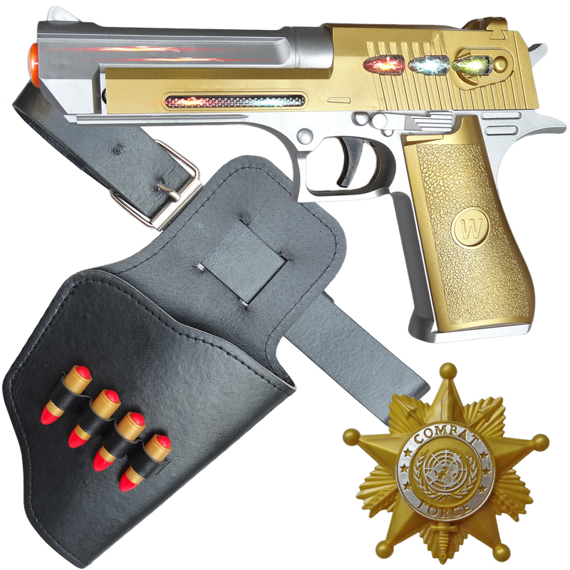 儿童电动玩具枪沙漠之鹰声光小警察玩具套装对讲机表演手铐道具抢