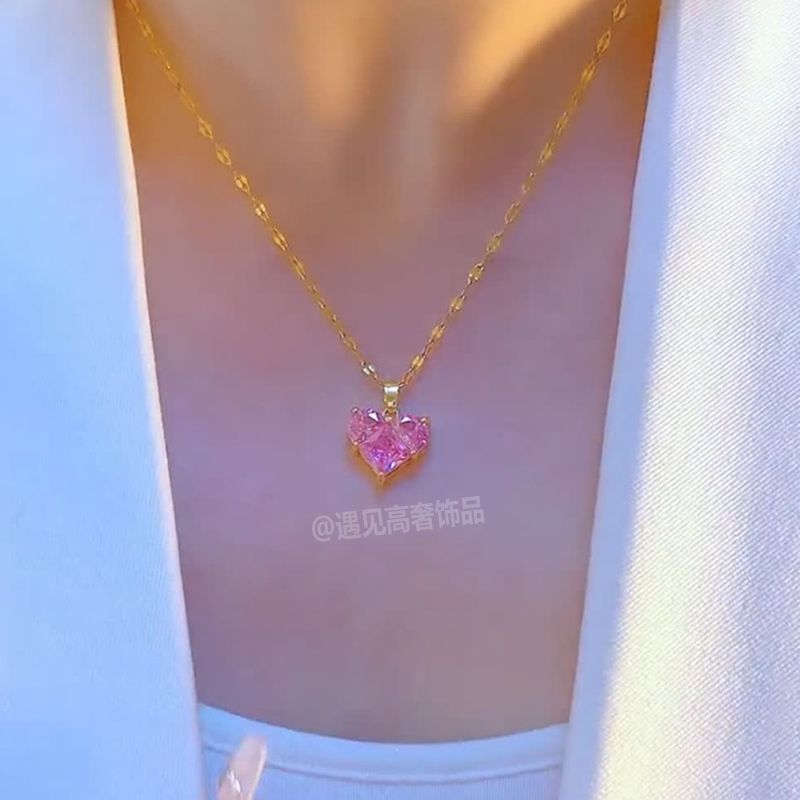网红女款爱心不褪色高颜值锁骨链
