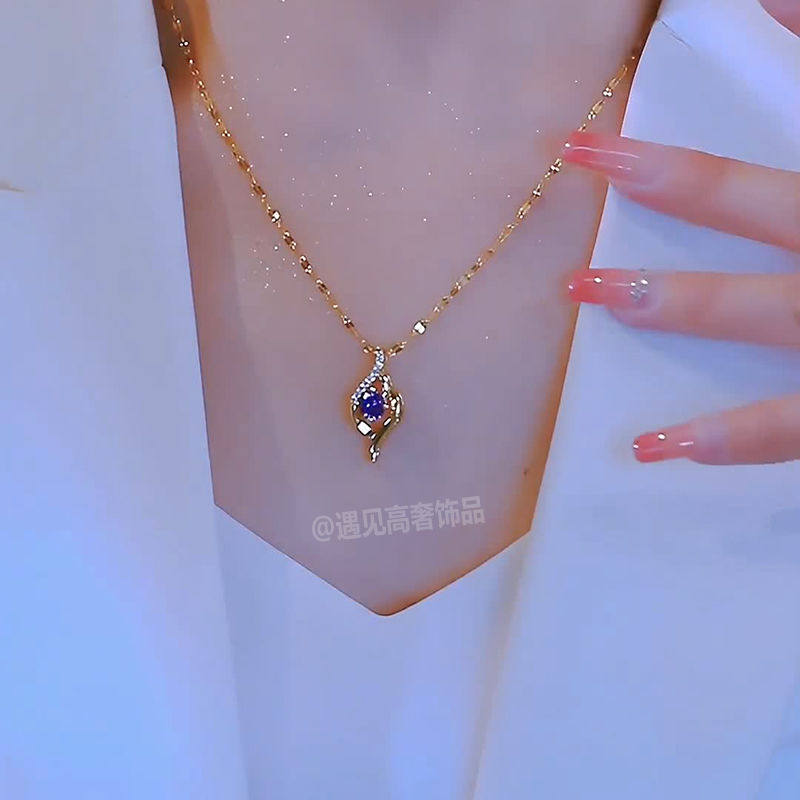 水晶不掉色可水洗钛钢项链饰入你心锁骨链女轻奢小众高级感高颜值