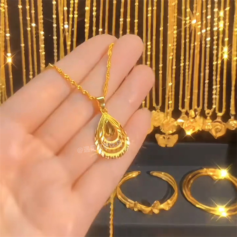 古风多层金色水滴项链女款不掉色精致百搭奢华轻奢小众高级锁骨链