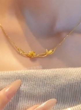 温柔小蝴蝶玫瑰花项链女不掉色