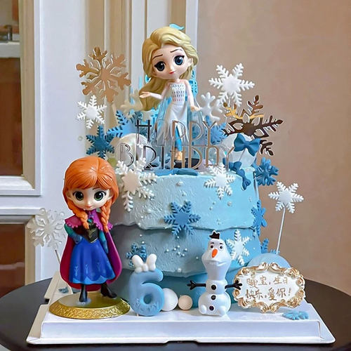 冰雪奇缘蛋糕装饰四代爱莎安娜公主雪宝雪花城堡hb插件小仙女生日