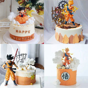 七龙珠悟空卡卡罗蛋糕装饰摆件筋斗云如意棍棒悟空赛亚人动漫玩偶