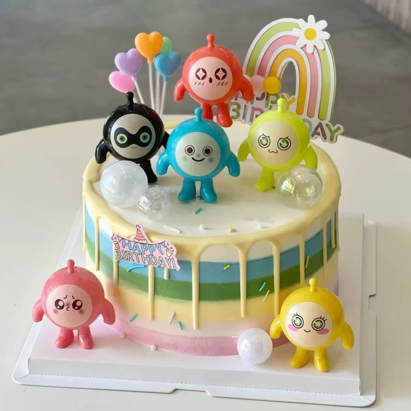 卡通蛋仔派对蛋糕装饰摆件仔仔熊爱心气球儿童生日甜品台装扮插件