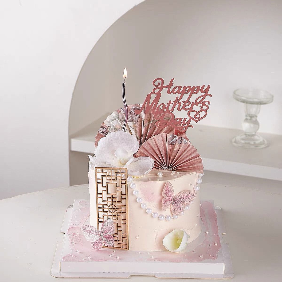 中式母亲节蛋糕装饰品亚克力妈妈节日快乐国风扇子屏风蝴蝶兰插件,节庆用品/礼品,节日装扮用品,淘宝优惠券,粉丝福利购,淘宝优惠卷