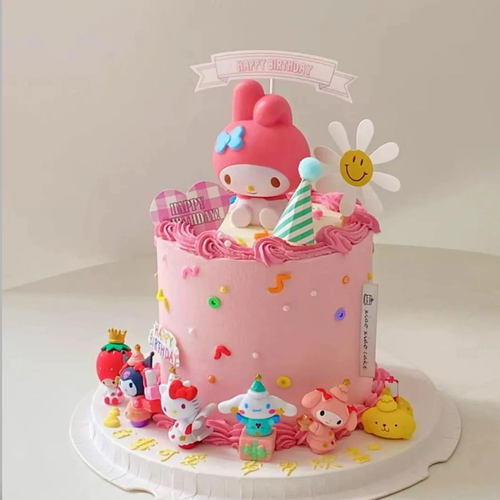 三丽鸥烘焙蛋糕装饰美乐蒂库洛米Kitty女孩生日甜品装扮插件摆件
