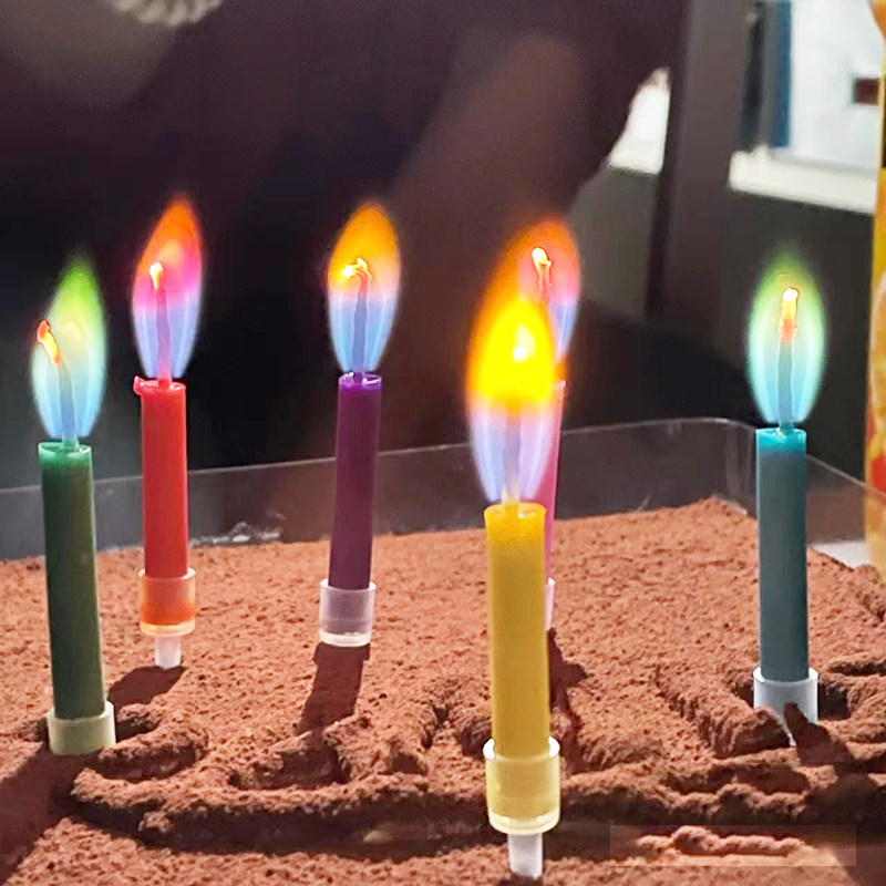 生日彩色火焰蜡烛韩国七彩火焰蜡烛创意拍照道具周岁烘焙蛋糕装饰