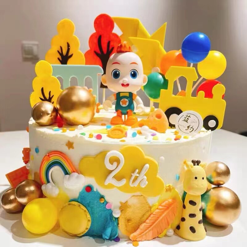 超级宝贝jojo蛋糕装饰摆件儿童男女孩宝宝巴士小汽车生日烘焙插件