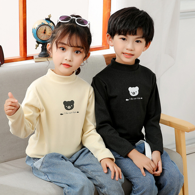 儿童半高领打底衫加厚德绒女童男童中领宝宝秋冬保暖上衣洋气内搭