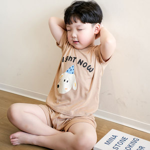莫代尔睡衣儿童夏季家居服男童套装2025新款女童短袖空调服两件套