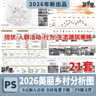 美丽乡村农村村庄人群活动现状分析图PSD建筑景观前期psd分层素材