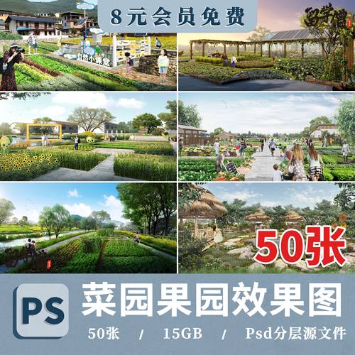美丽乡村菜地PS农村庭院菜果园景观改造效果图农作物psd免扣素材