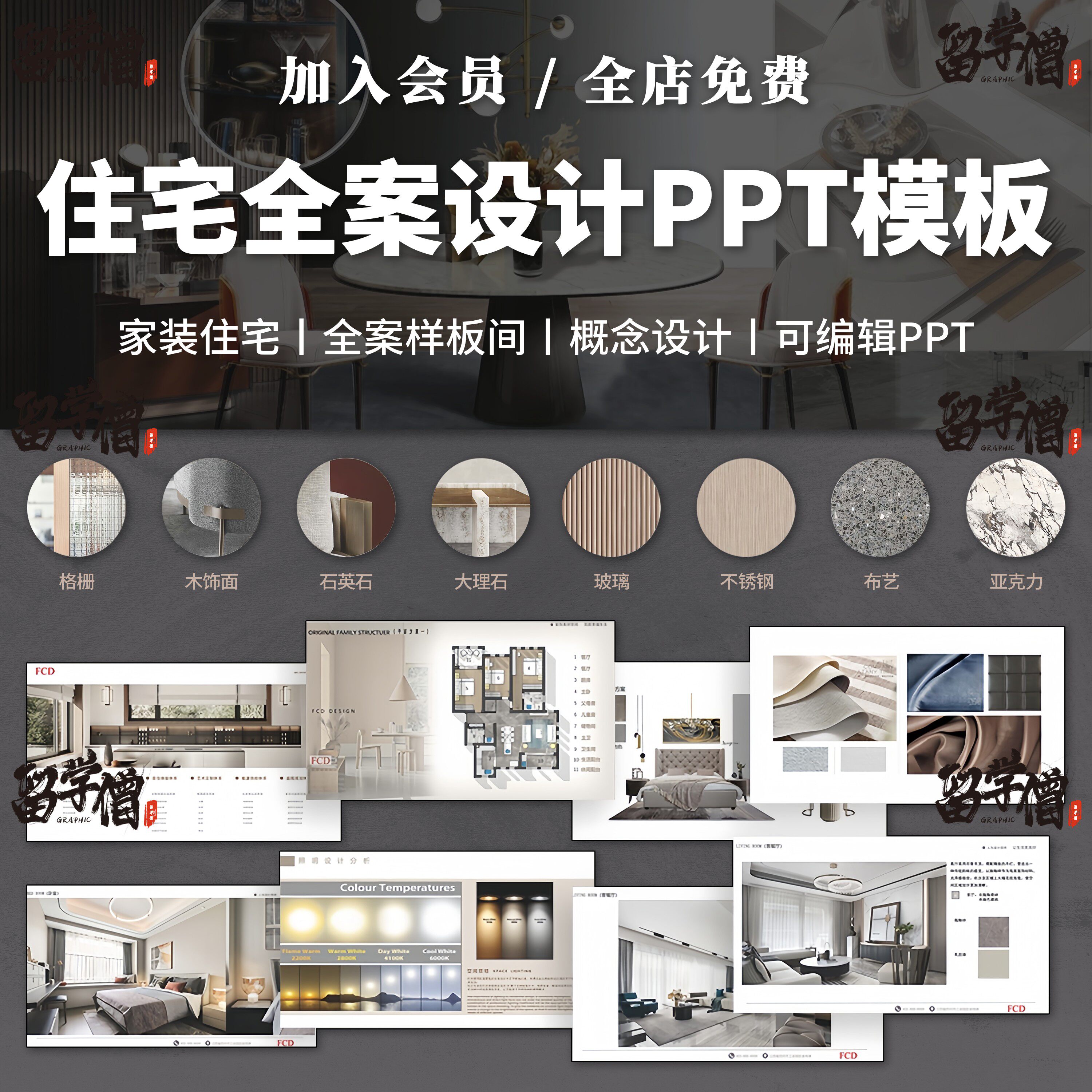 家装住宅首谈全案样板间室内设计概念可编辑家居方案汇报PPT模板图片