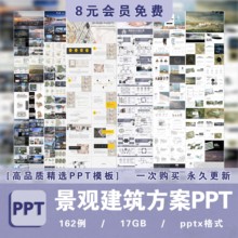 景观园林作品集ppt模板国外竞赛风建筑规划设计项目方案汇报排版