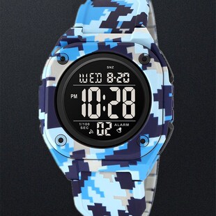 时刻美简约方形初高中学生男款手表青少年多功能创意夜光电子腕表