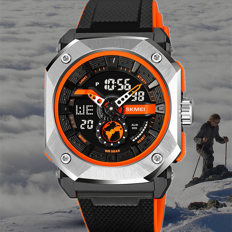 时刻美钢铁高级感男款女款方形多功能防水夜光学生电子职场男手表