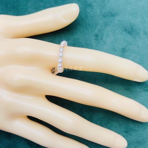 指环指圈天然淡水正圆无暇珍珠指环指圈精致轻奢高级感女神DIY款