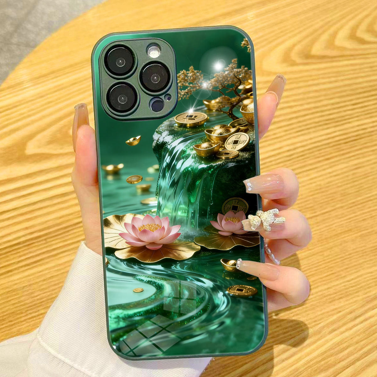 适用好运莲莲流水生金财运旺旺招财进宝华为nova15pro手机壳VIVOS50玻璃OPPOReno15C荣耀magic8