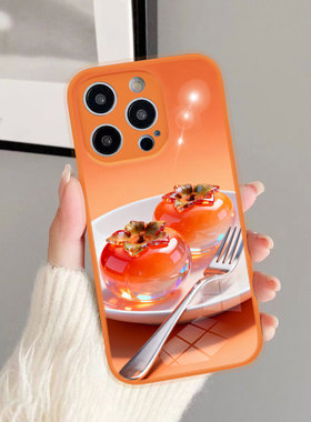适用VIVOS30手机壳Y500P保护套IQOO13水晶柿子Reno15独特橙色柿柿如意好柿发生RealmeGT8pro吉祥OPPOK13Turbo